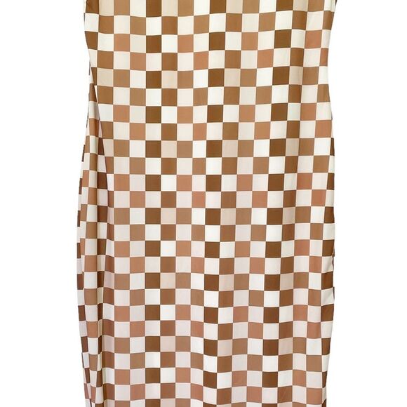 NWT Peppermayo Into The City Mesh Maxi Dress Cocoa Cream Check Womens Size 6 NEW - Picture 6 of 16